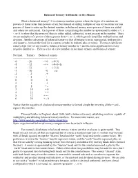 Balanced Ternary Arithmetic on the Abacus