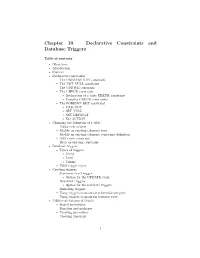 Chapter 10. Declarative Constraints and Database Triggers