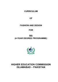 Curriculum of Fashion and Design