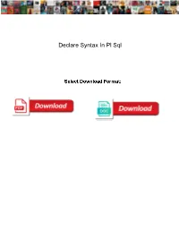 Declare Syntax in Pl Sql
