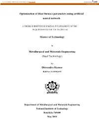 Optimization of Blast Furnace Parameters Using Artificial Neural Network