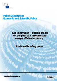 Part 1: Study on Eco-Innovation Putting the EU on the Path to a Resource and Energy Efficient Economy