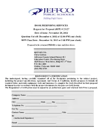 BOOK REBINDING SERVICES Request for Proposal (RFP)