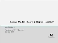 Formal Model Theory & Higher Topology