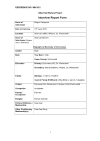 GAA Oral History Project Interview Report Form
