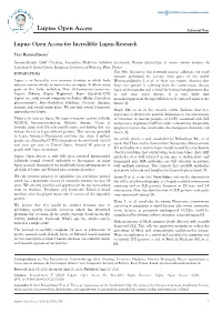 Open Access for Incredible Lupus Research