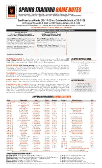 SPRING TRAINING GAME NOTES Scottsdale Stadium 7408 East Osborn Rd