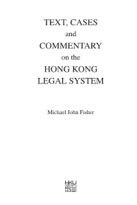 Text, Cases Commentary Hong Kong Legal System