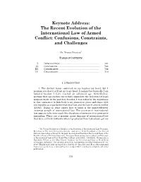 The Recent Evolution of the International Law of Armed Conflict: Confusions, Constraints, and Challenges