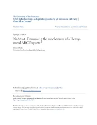 Examining the Mechanism of a Heavy- Metal ABC Exporter Dennis Hicks University of San Francisco, Dennishicks88@Gmail.Com