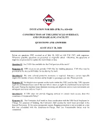 INVITATION for BID (IFB) No. 020-020 CONSTRUCTION of the LIFECYCLE OVERHAUL and UPGRADE
