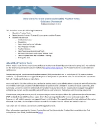 Ohio Online Science and Social Studies Practice Tests Guidance Document Published October 2, 2014