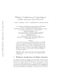 Wolfram's Classification and Computation in Cellular Automata