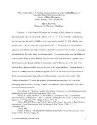 A Feminist Contextual Analysis of the Child in Matthew 2” Contextual Biblical Interpretation Section Society of Biblical Literature Annual Meeting – New Orleans 2009