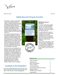 Habitat Geocache Program Unveiled!