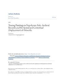 Tracing Paintings in Napoleonic Italy: Archival Records and the Spatial and Contextual Displacement of Artworks Nora Gietz Independent Scholar, Noragietz@Gmail.Com