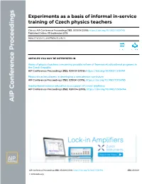 Experiments As a Basis of Informal In-Service Training of Czech Physics Teachers