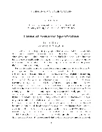 Forms of Semantic Speci Cation