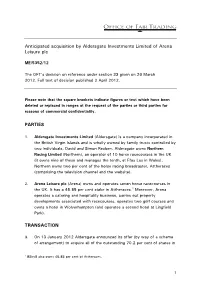 Full Text of the Decision Regarding the Anticipated Acquisition By