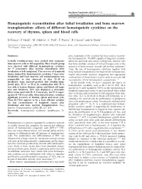 Hematopoietic Reconstitution After Lethal Irradiation and Bone