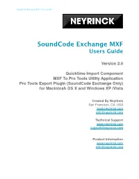 Soundcode Exchange MXF Users Guide