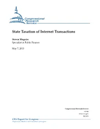 State Taxation of Internet Transactions