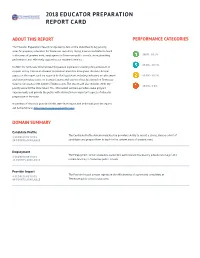 2018 Educator Preparation Report Card