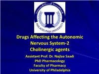Autonomic Nervous System-2 Cholinergic Agents Assistant Prof