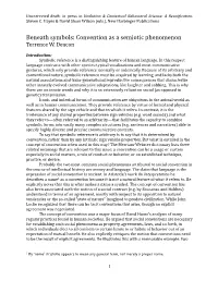 Beneath Symbols: Convention As a Semiotic Phenomenon Terrence W