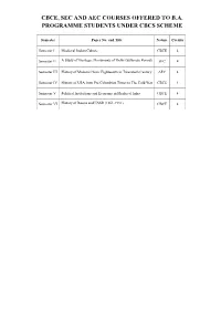 Cbce, Sec and Aec Courses Offered to B.A. Programme Students Under Cbcs Scheme