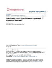 Cultural Theory and Acceptance-Based Security Strategies for Humanitarian Aid Workers