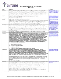 STATE DEFINITONS of GIFTEDNESS (As of 1-13-16)