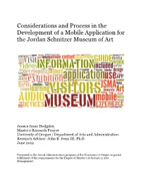 Considerations and Process in the Development of a Mobile Application for the Jordan Schnitzer Museum of Art