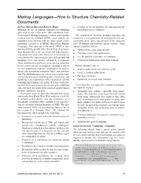 Markup Languages—How to Structure Chemistry-Related Documents by Peter Murray-Rust and Henry S