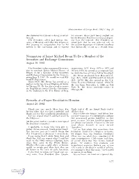 Nomination of James Michael Reum to Be a Member of the Securities and Exchange Commission August 19, 1992