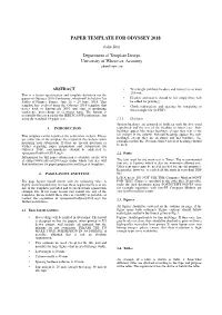 PAPER TEMPLATE for ODYSSEY 2018 John Doe Department of Template Design University of Wherever, Acountry Jdoe@Uow.Ac