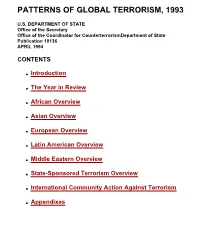 Patterns of Global Terrorism, 1993