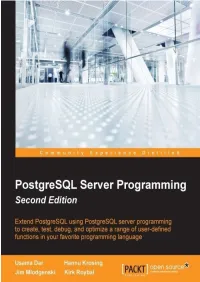 Postgresql Server Programming Second Edition Table of Contents