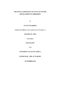 The Spatial Dimension of Socio-Economic Development in Zimbabwe