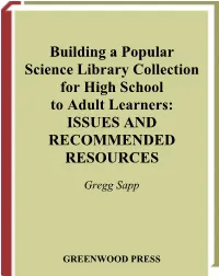 Building a Popular Science Library Collection for High School to Adult Learners: ISSUES and RECOMMENDED RESOURCES