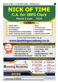 Nick of Time C.A. for Ibps Clerk – Mains(2018)