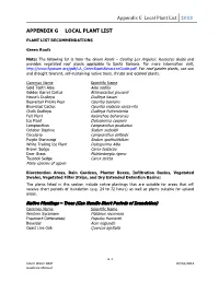 Appendix G Local Plant List 2013 APPENDIX