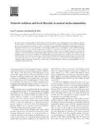 Network Isolation and Local Diversity in Neutral Metacommunities