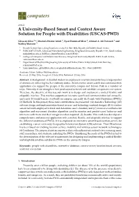 A University-Based Smart and Context Aware Solution for People with Disabilities (USCAS-PWD)