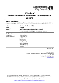 Agenda of Waimāero/Fendalton-Waimairi