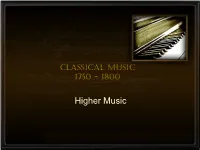 Classical Music 1750 - 1800