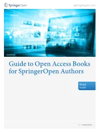 Guide to Open Access Books for Springeropen Authors