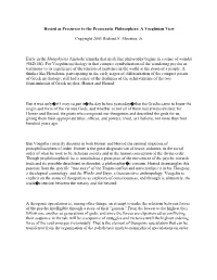 Hesiod As Precursor to the Presocratic Philosophers: a Voeglinian View
