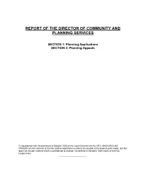 Report of the Director of Community and Planning Services