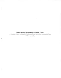 Sound Patterns and Meaning in Catalan Poetry a Literature Review on Cognitive Poetics and Sound Symbolism Accompanied by a Preliminary Study Clymer 2